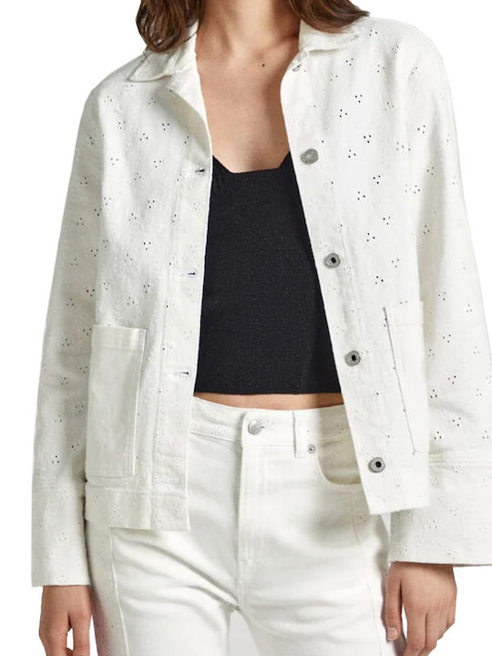 Pepe Jeans Women's Short Lifestyle Jacket for Winter White