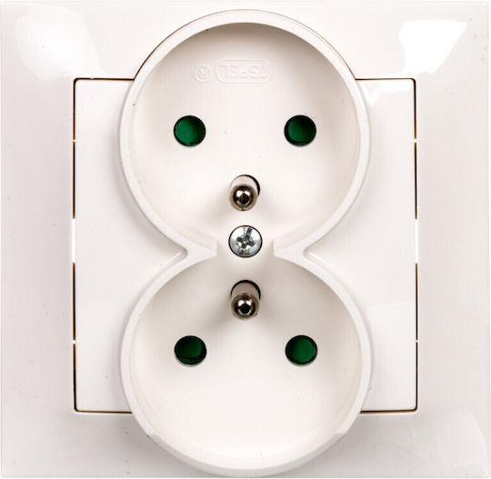 Ospel Impresja Double Walled Power Socket with Ecru Lid