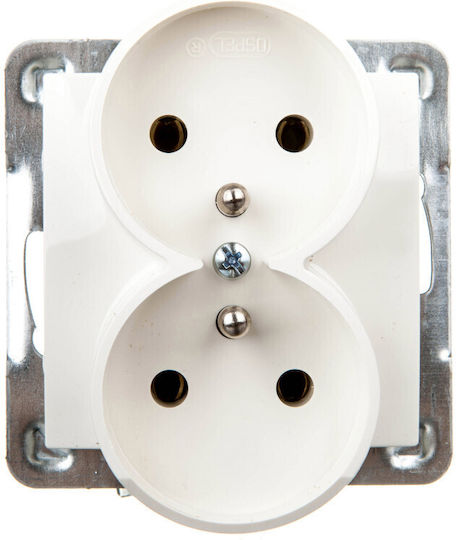 Ospel Impresja Double Walled Power Socket Ecru