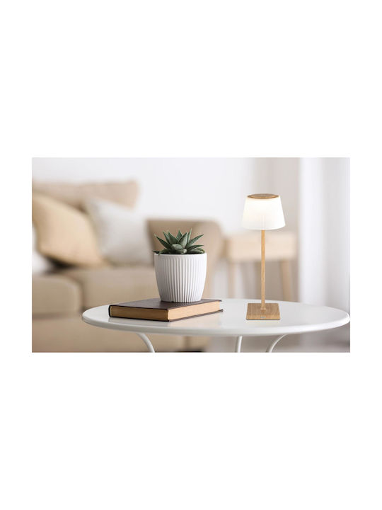 Globo Lighting Wood Table Lamp LED with Beige Shade and Base