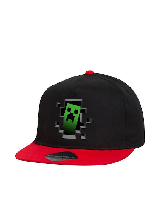 Beechfield Παιδικό Καπέλο Jockey Υφασμάτινο Minecraft Creeper Μαύρο