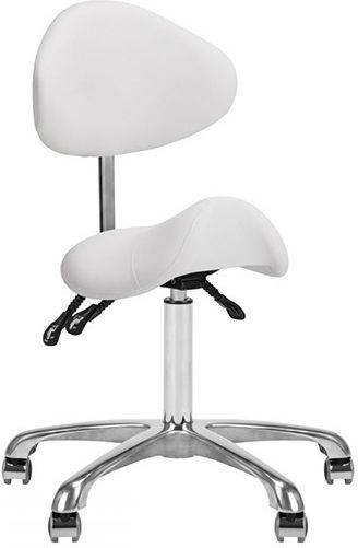Salon Stools Wheeled Stool with Backrest White