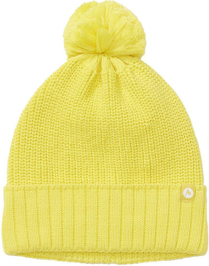 Pom Pom Beanie Frauen Beanie Gestrickt in Gelb Farbe