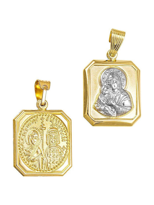 Papoulidis Jewellery Висулка Детски Талисман Двустранен с Дева Мария от Злато 9K FY243-9