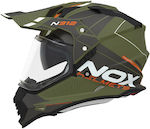 Nox N312 Drone Khaki / Orange Checkmate Cască de motocicletă Motocross ECE 22.06 cu vizor solar