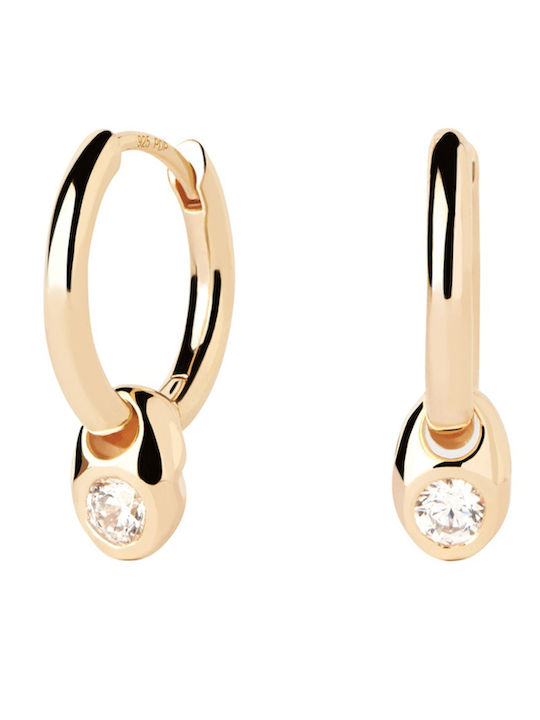 Earrings Hoops made of Silver Gold Plated with Stones