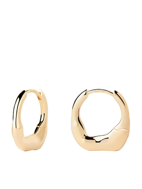 Earrings Hoops made of Silver Gold Plated with Stones