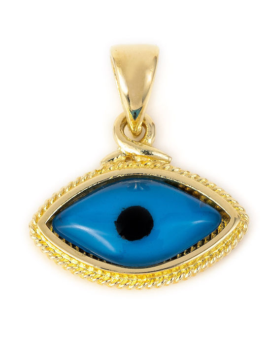 George Art Jewels Charm Φυλαχτό Ματάκι από Χρυσό 14Κ Μπλε