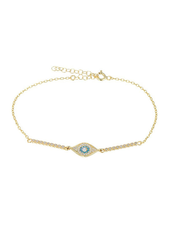 Abadianakis Bracelet Riviera with design Eye made of Silver Gold Plated