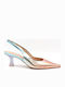 Leder Pumps mit Riemchen & mittelhoher Absatz Orange