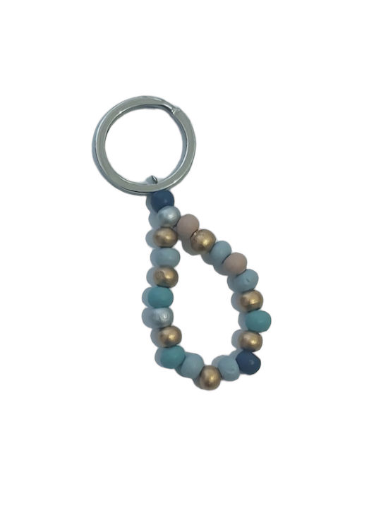 Handmade Greek Keychain Blue Beads 6cm