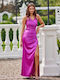 Roco Fashion Maxi Evening Dress Open Back Purple