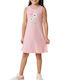 Kinderkleid Ärmellos Blumen Salmon Pink