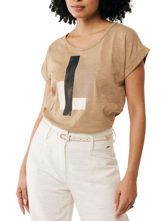 Mexx Women's Blouse Cotton Short Sleeve Sand