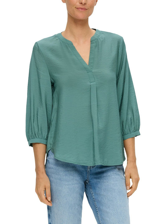 S.Oliver Women's Blouse with V Neckline Green