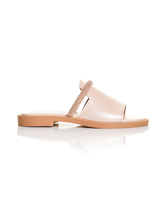 Ioannou Leather Women's Flat Sandals in Pink Color