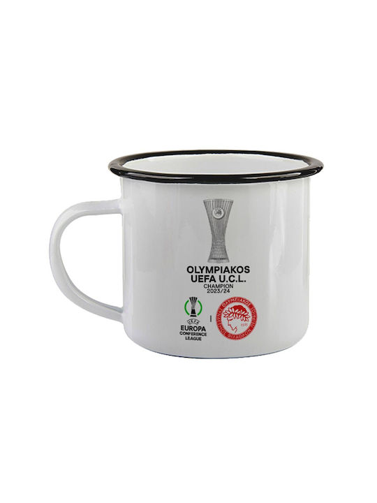 Koupakoupa Olympiacos Uefa Europa Conference League Champion 2023/24 Κούπα Εμαγιέ Μαύρη 360ml