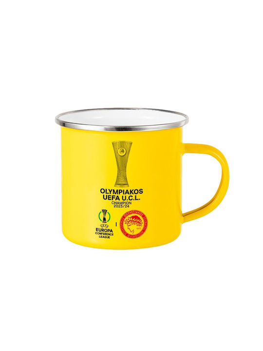 Koupakoupa Olympiacos Uefa Europa Conference League Champion 2023/24 Κούπα Μεταλλική Κίτρινη 360ml