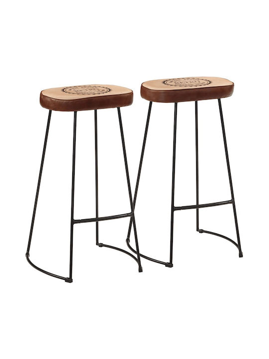 Stools Bar Upholstered with Faux Leather Dark b...