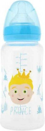 Kiokids Plastic Baby Bottle Prince with Silicone Teat for 6+ Months Blue Prince - Blue 360ml