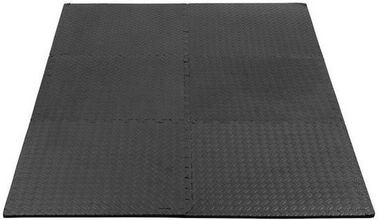 HMS Δάπεδα Παζλ Γυμναστηρίου Μαύρα 60x60x1.2cm 6τμχ