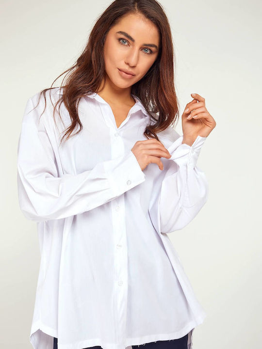 MyCesare Women's Long Sleeve Shirt White