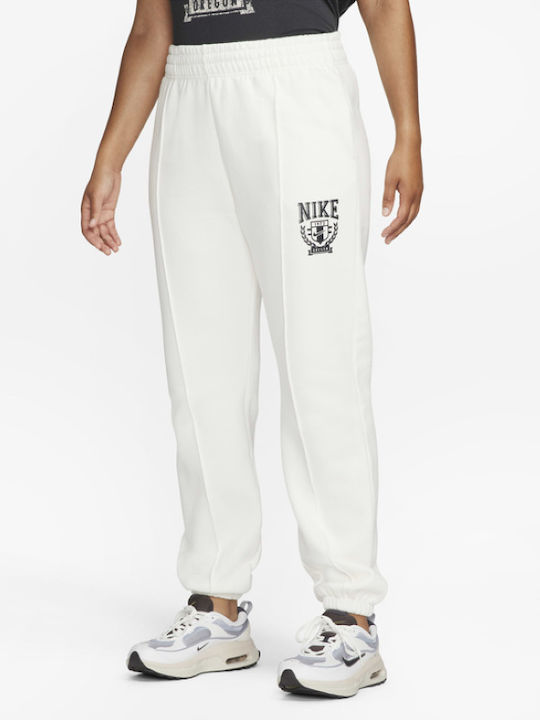 Nike Παντελόνι Φόρμας με Λάστιχο Fleece Λευκό