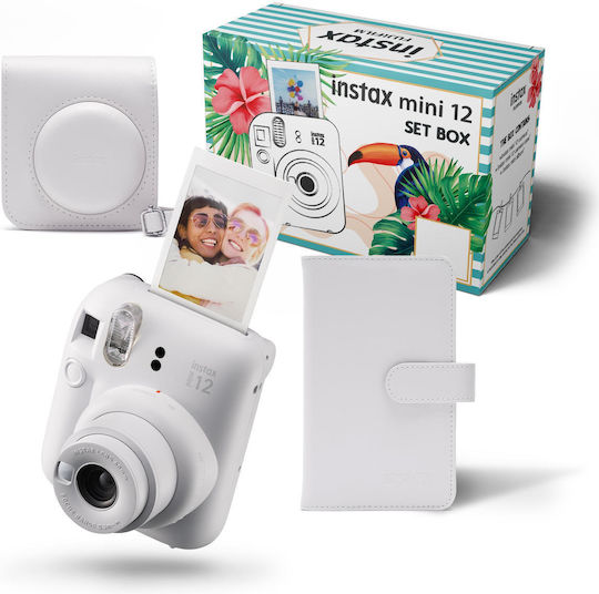 Fujifilm Instax Mini 12 Sofort Analoge Kamera + Hülle & Album Weiß