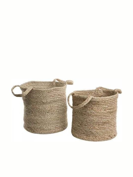 Beliani Комплект декоративни кошници Сламени с дръжки Beige 2бр
