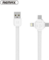 Remax Flat USB to Lightning / Type-C / micro USB Cable Λευκό 1m