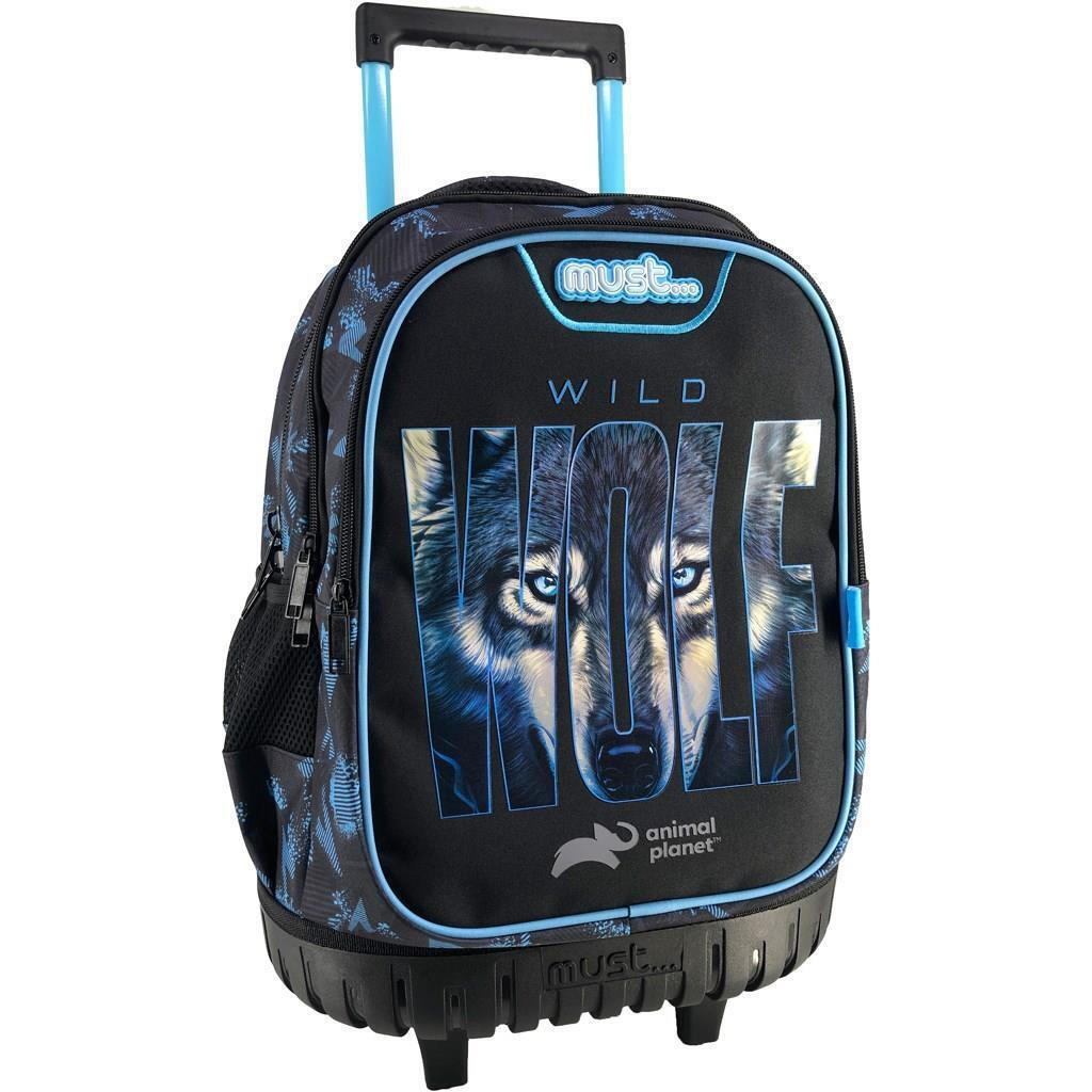 Animal Planet Wild Wolf School Bag Trolley for Elementary