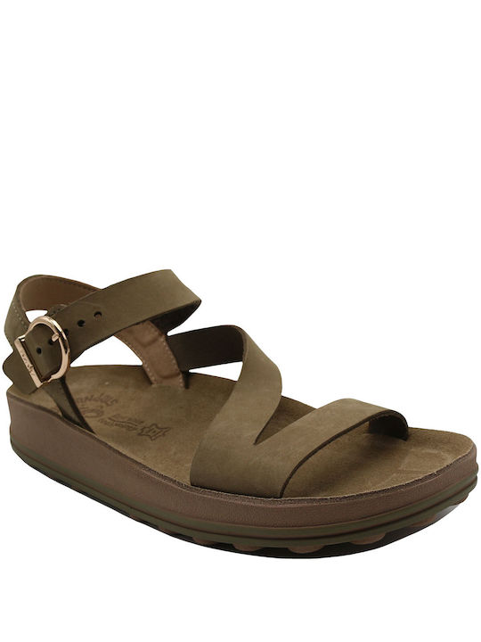 Fantasy Sandals Fantasy Women's Flat Sandals in Khaki Color