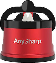 Tbd Anysharp Pro Metal Knife Sharpener Hands-free Safety Powergrip Suction Sharpens All Kitchen Knives Ideal Hardened Steel & Serrated Worlds Best Compact One Size Deep Red Metal