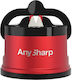 Anysharp Pro Метална Острилка за Ножове Безопасна с Вакуумно Закрепване Заточва Всички Кухненски Ножове Идеална за Закалена Стомана и Назъбени Остриета Най-добрата в Света Компактна Един Размер Дълбоко Червен Метал