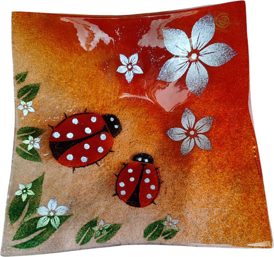 Kallisti Glass Glass Decorative Platter Red 25x25cm