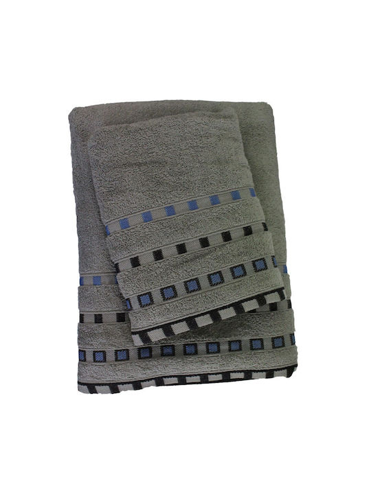 24home.gr Bath Towel Set 3pcs Grey