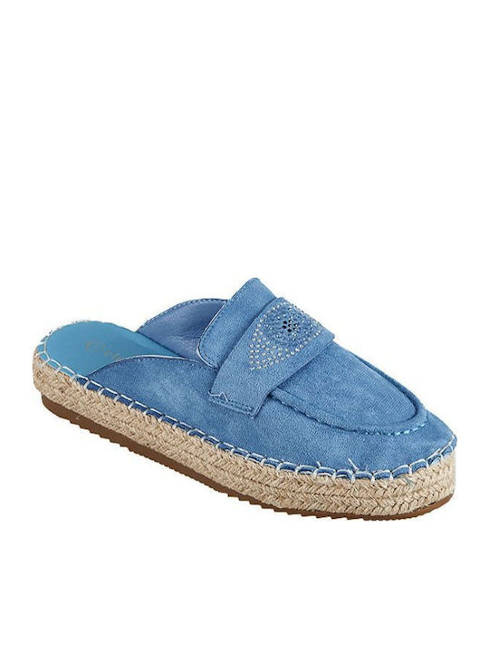 Flat Suede Mules σε Μπλε Χρώμα