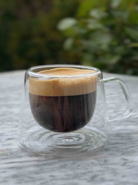 Set Tassen Cappuccino aus Porzellan Transparent 180ml 2Stück