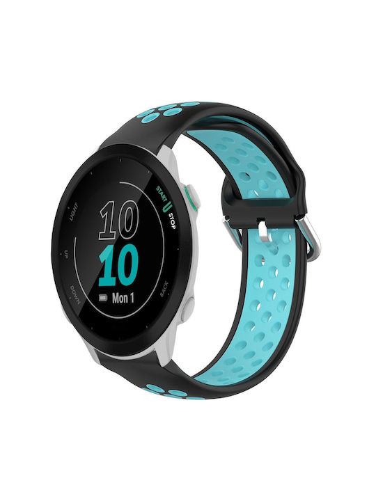 Garmin Forerunner 55 20mm Perforated Breathable Sports Silicone Watch Band Black blue Skroutz.gr