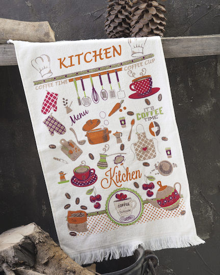 Rythmos Kitchen Time Πετσέτα Κουζίνας από 100% Βαμβάκι σε Εκρού Χρώμα 40x60cm Rythmos Kitchen Time Πετσέτα Κουζίνας από 100% Βαμβάκι σε Εκρού Χρώμα 40x60cm