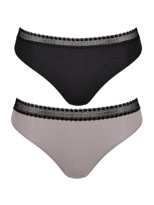 Go Ribbed H Damen Slip 2Pack Black