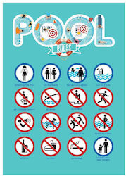 "Pool Rules" Sign Sticker Dibond 2 Mm 0100509 Artgraphix