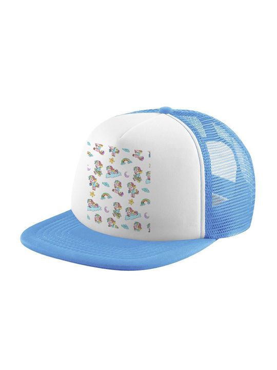 Koupakoupa Kids' Hat Fabric Unicorn Pattern Light Blue