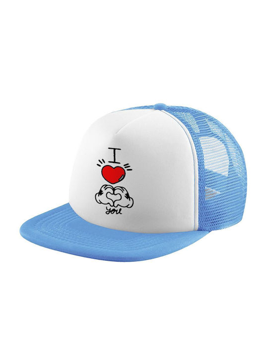 Koupakoupa Kids' Hat Jockey Fabric Comics Hands Love Light Blue