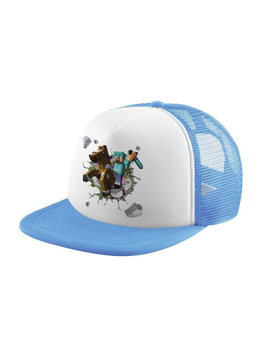 Koupakoupa Παιδικό Καπέλο Jockey Υφασμάτινο Minecraft Brick Γαλάζιο
