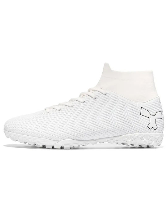 TF High Football Shoes with Molded Cleats White