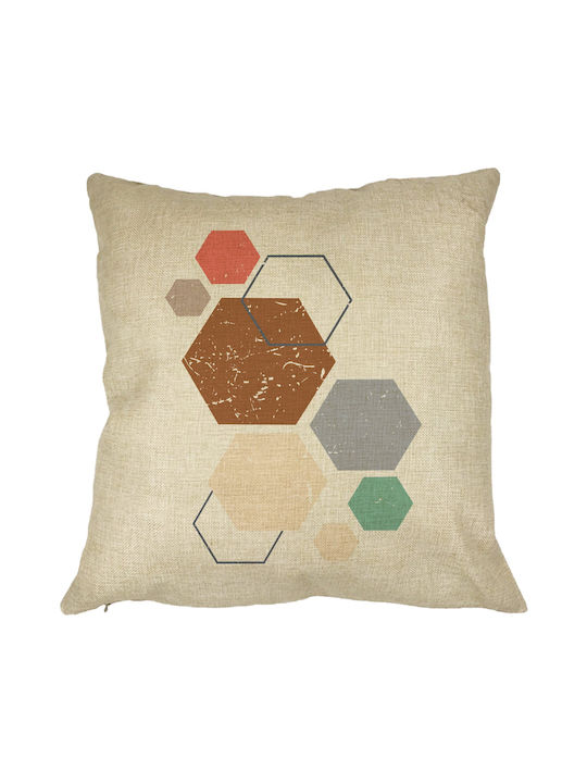 Decorative Pillow Geometric Shapes 3 Multicolor 40x40 Cm Removable Cover Piping