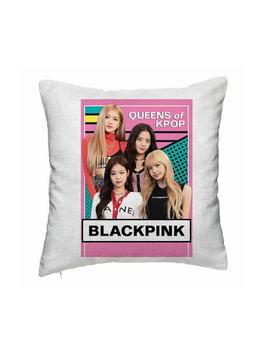 Decorative Pillow Blackpink K-pop Model 40x40 Cm Off-white Removable Cover Piping