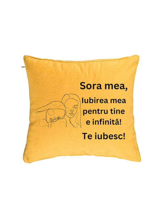 Decorative Pillow My Sister 7 40x40 Cm Yellow Removable Cover Flange