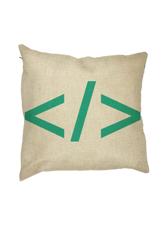 Square Decorative Pillow It Coder 40x40 Cm Removable Cover Piping